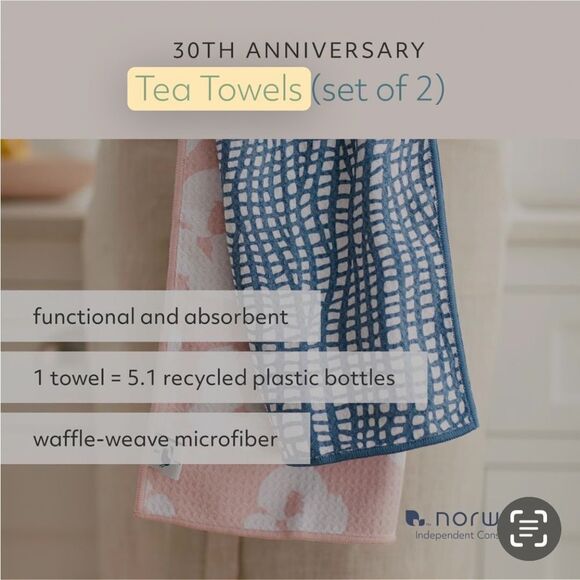 Norwex Tea Towels Limited Edition Water Tile/Floral NWT - Picture 8 of 15